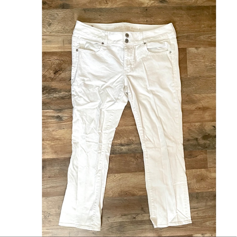 American Eagle White Denim Cropped Pant
